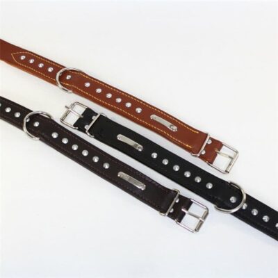 Collar Leather Stitched - 41 to 51cm Neck - Black